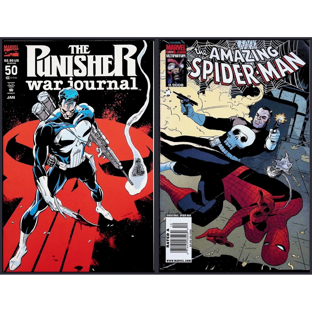 Punisher War Journal 2X Comic Lot #50 Newsstand Amazing Spider-Man 577 Marvel